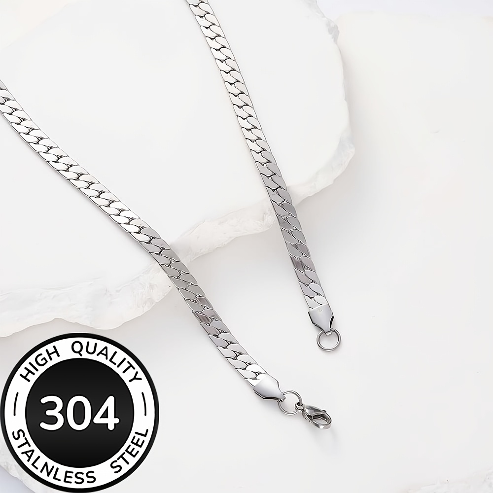 Men's Cuban Link Chain Necklace in Polished 304 Stainless Steel